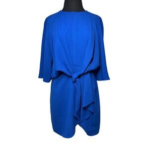 Topshop Mini Dress Knot Front Shift Dress Royal Blue Keyhole Sz 8 Party Romantic